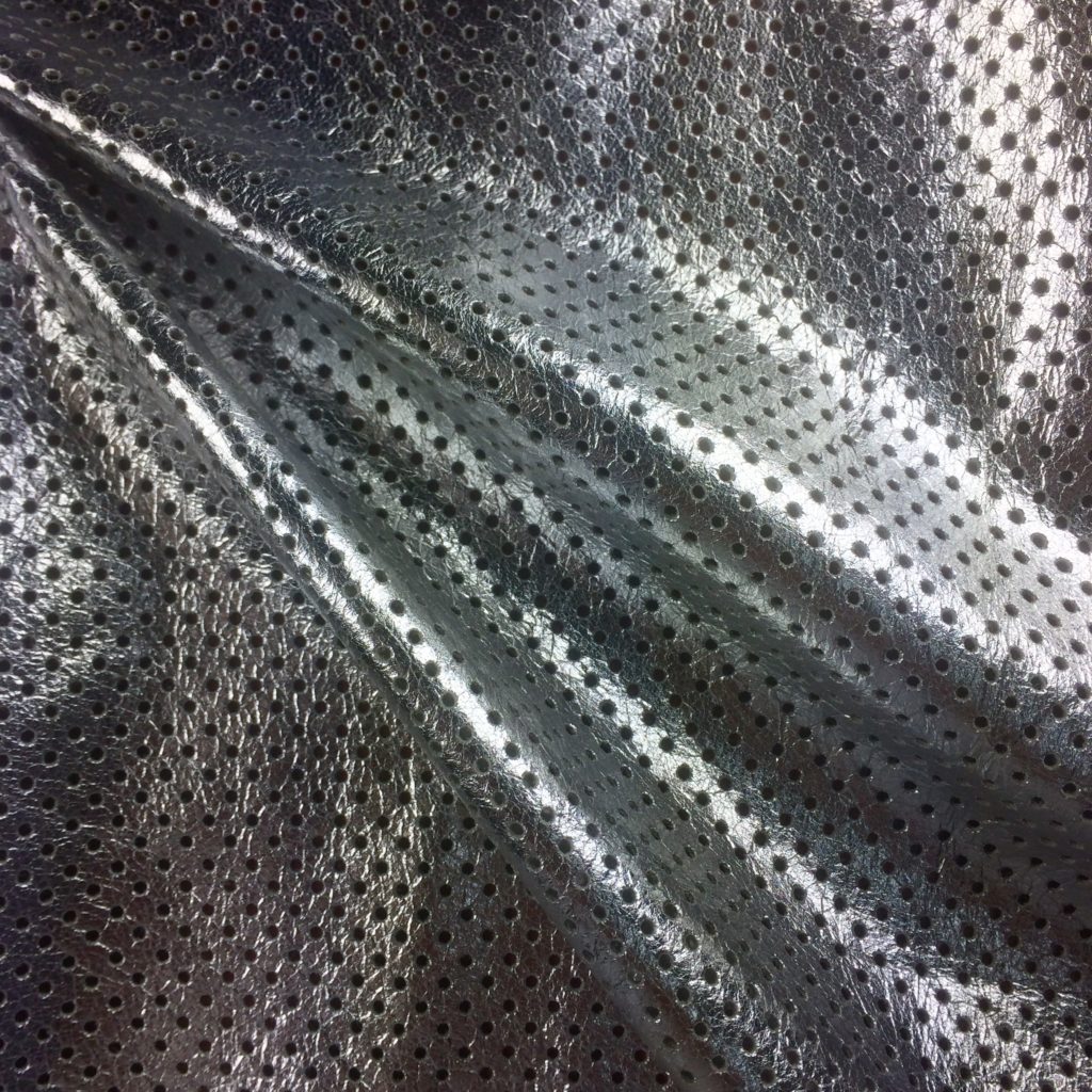 Silver Metallic with Perforation on White Lambskin