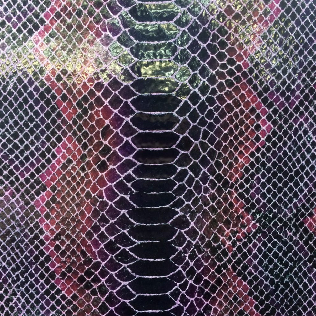 Brown & Blue Snake on Fuchsia Pig Suede