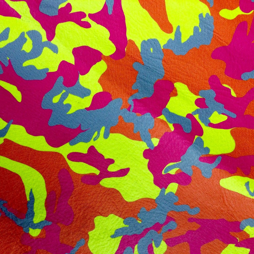 Neon Camouflage on White Pig Suede