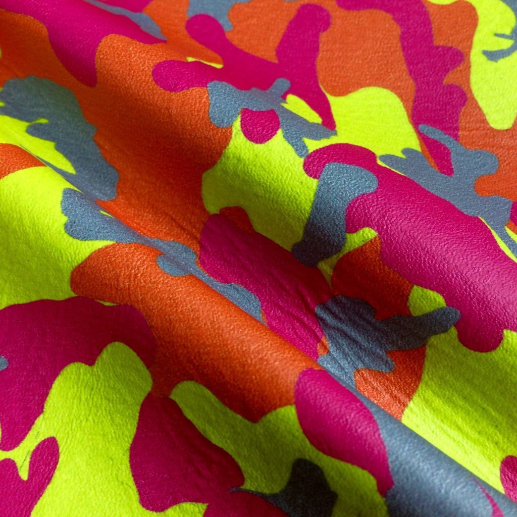 Neon Camouflage on White Pig Suede